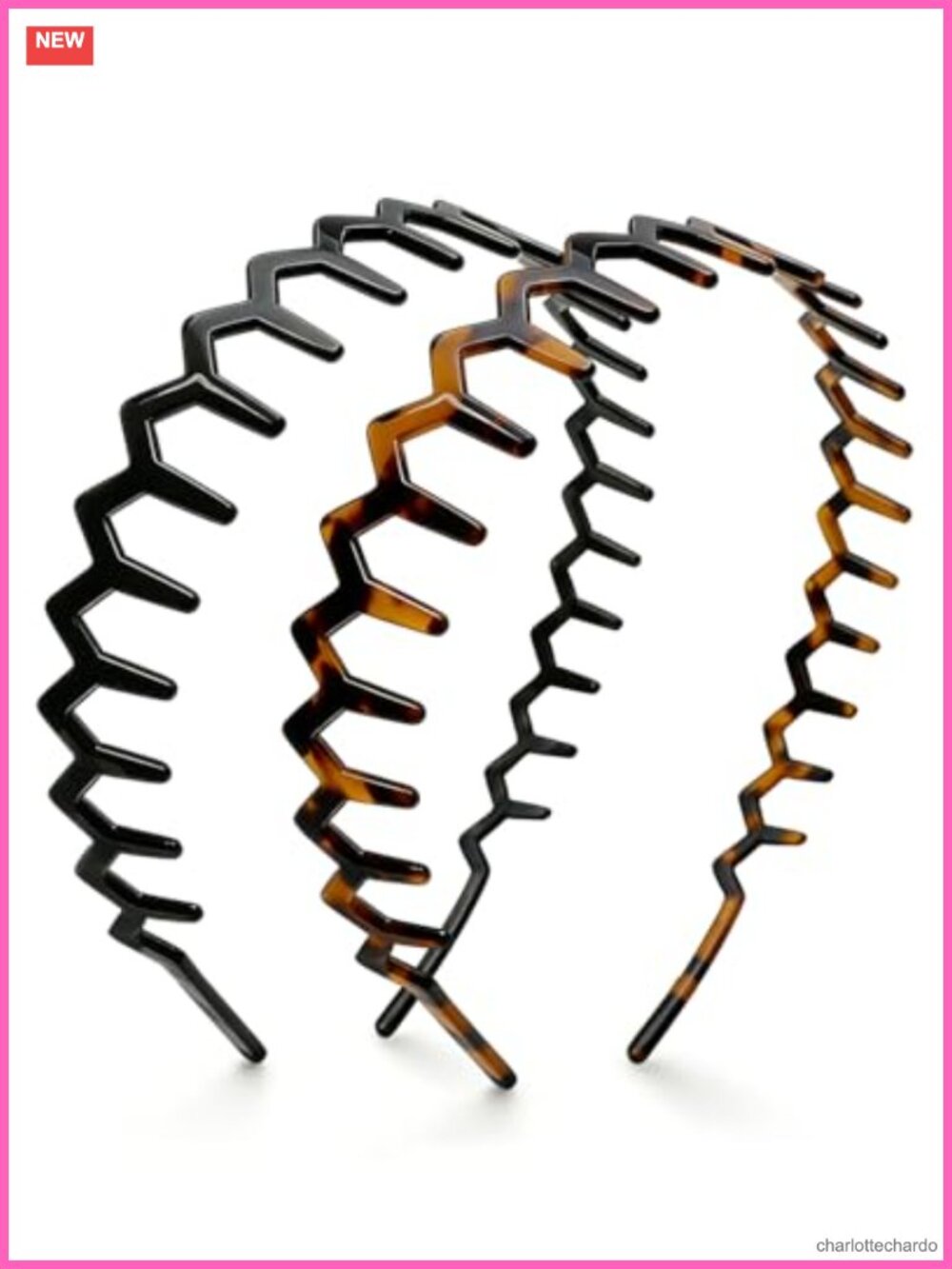 Zig Zag Headbands Non-Slip Wavy Comb Teeth Flexible Hair Accessories 2 Pack
